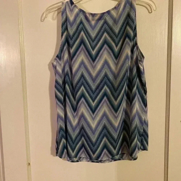 Chico's Blue and White Chevron Blouse - Picture 2 of 3